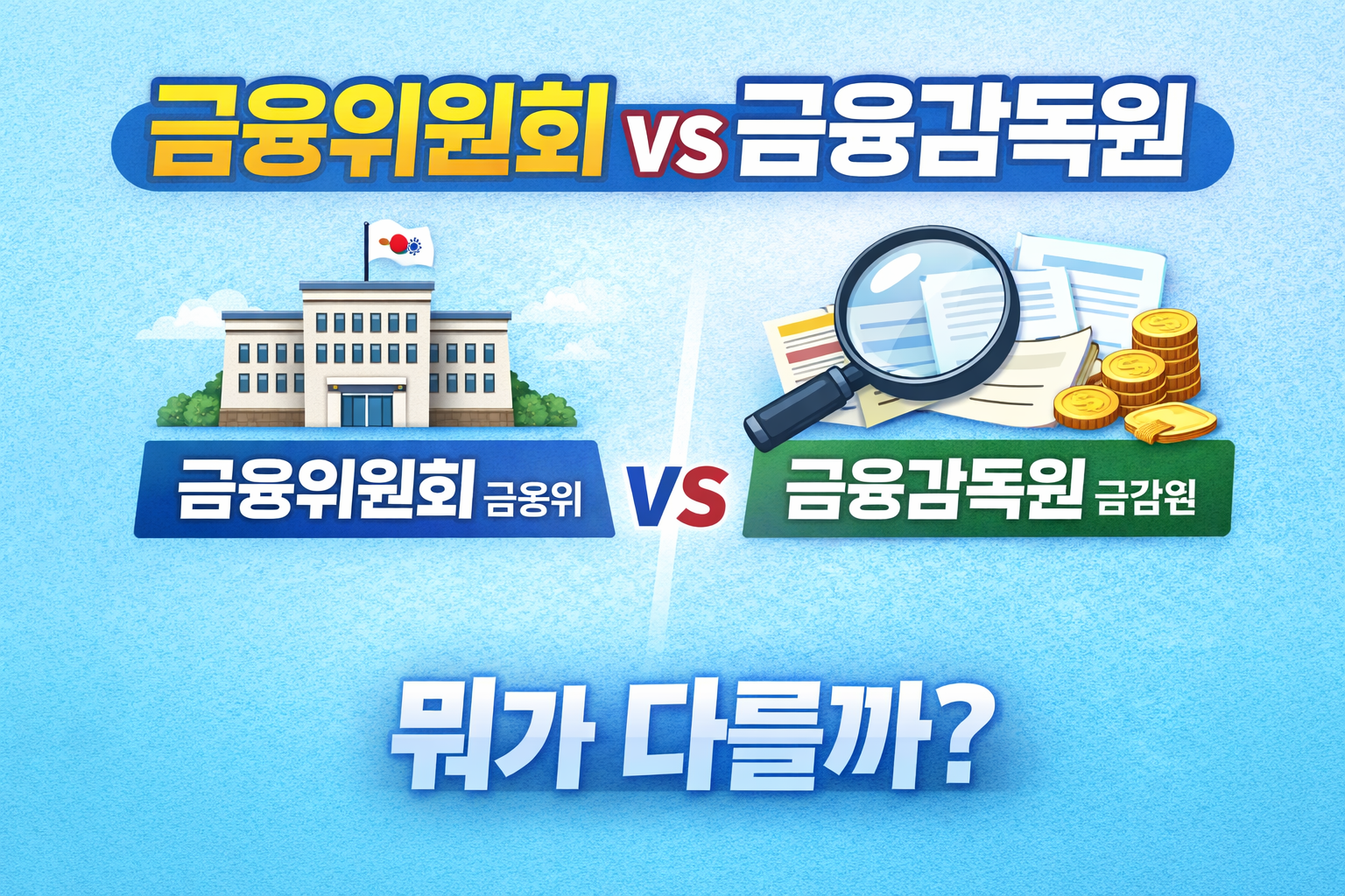 금융위원회 금융위 vs 금융감독원 금감원 차이 비교