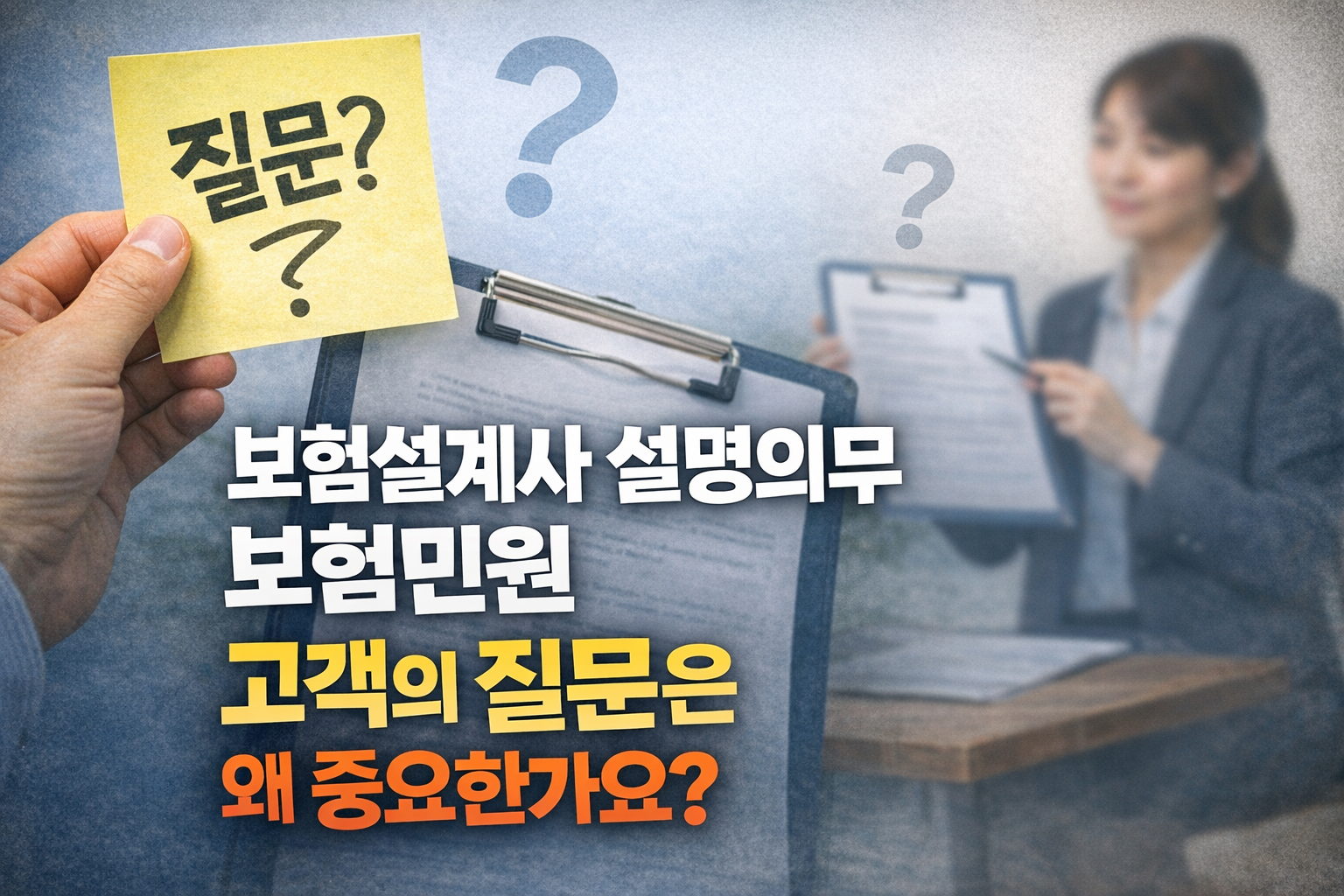 보험설계사 설명의무 보험민원에서 고객의 질문이 판단 기준이 되는 과정을 설명하는 썸네일 이미지