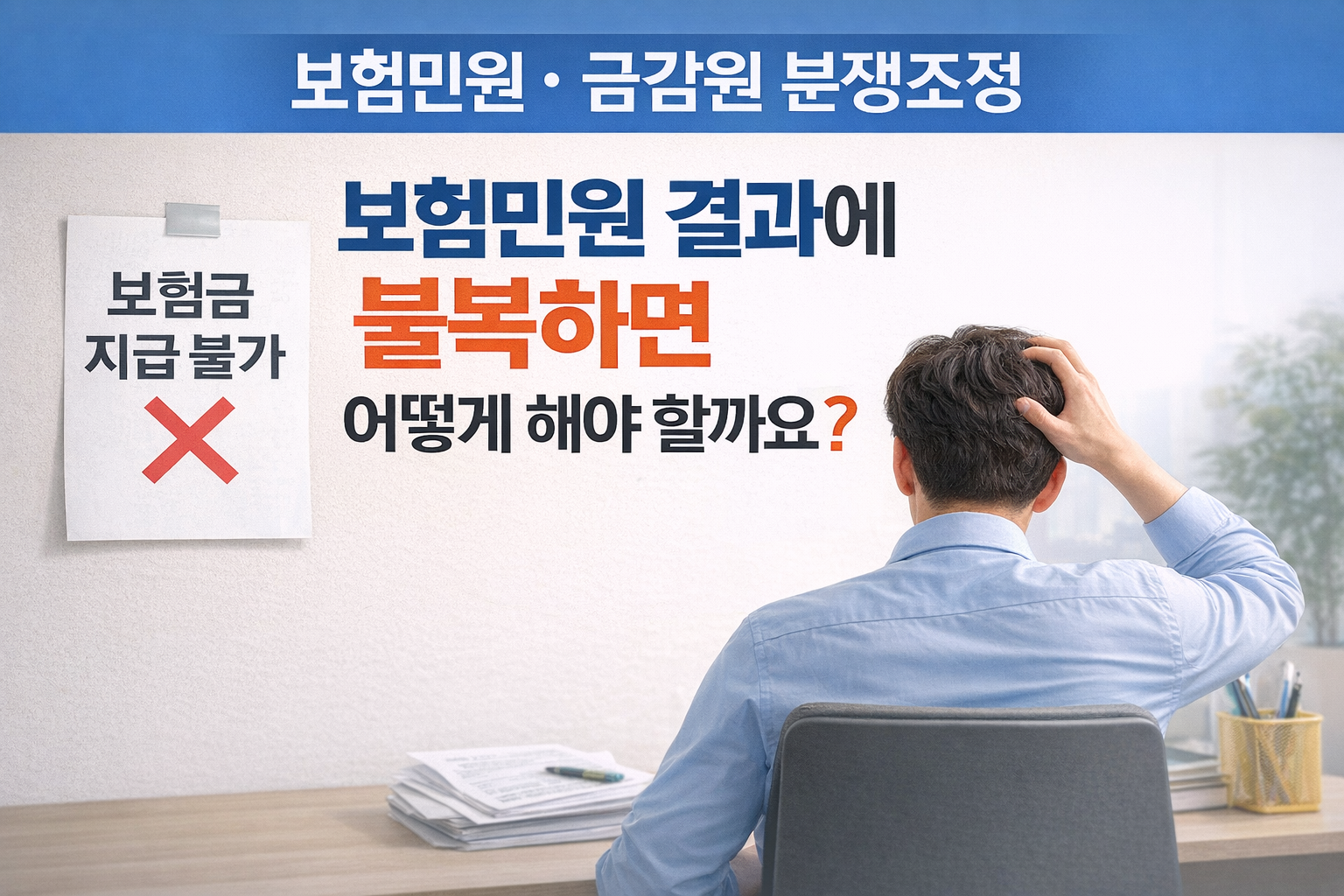 보험민원 결과에 불복하는 경우 이후 절차와 대응 방법을 설명하는 안내 이미지