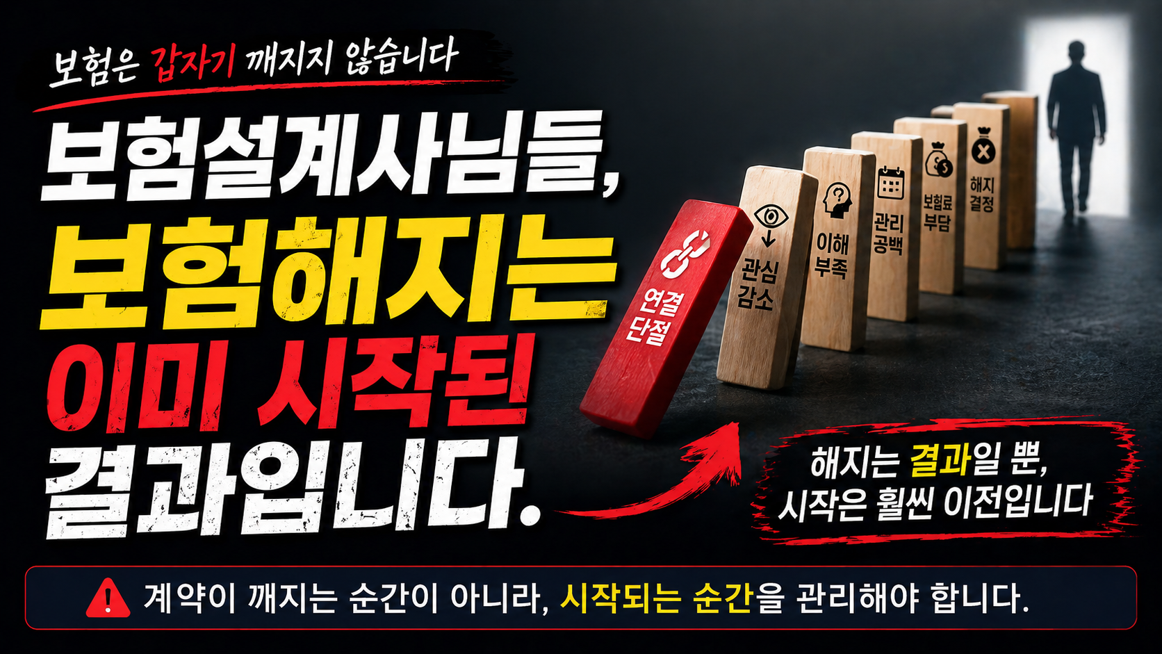 보험해지는 이미 시작된 결과라는 메시지를 전달하는 썸네일 이미지