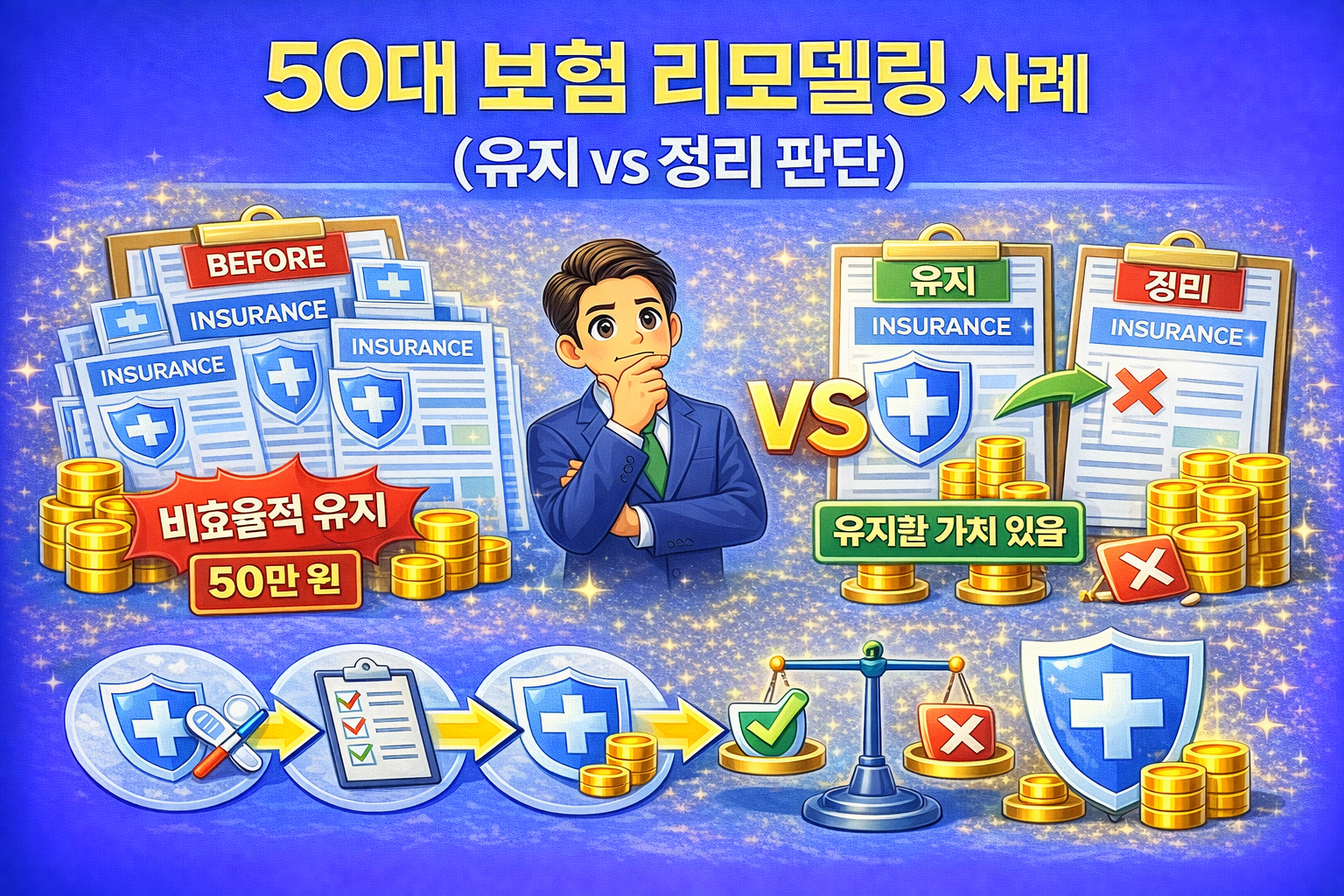 50대 보험 리모델링 사례 유지 vs 정리 판단 썸네일
