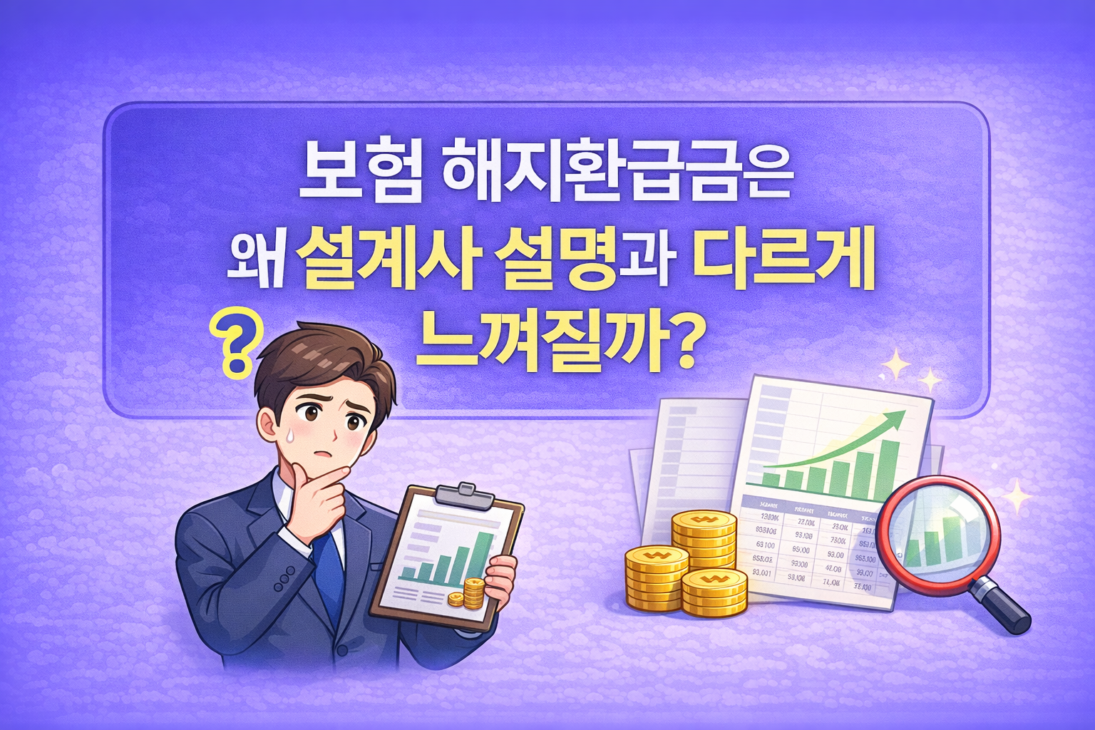 보험 해지환급금이 설계사 설명과 다르게 느껴지는 이유를 설명하는 블로그 썸네일 이미지