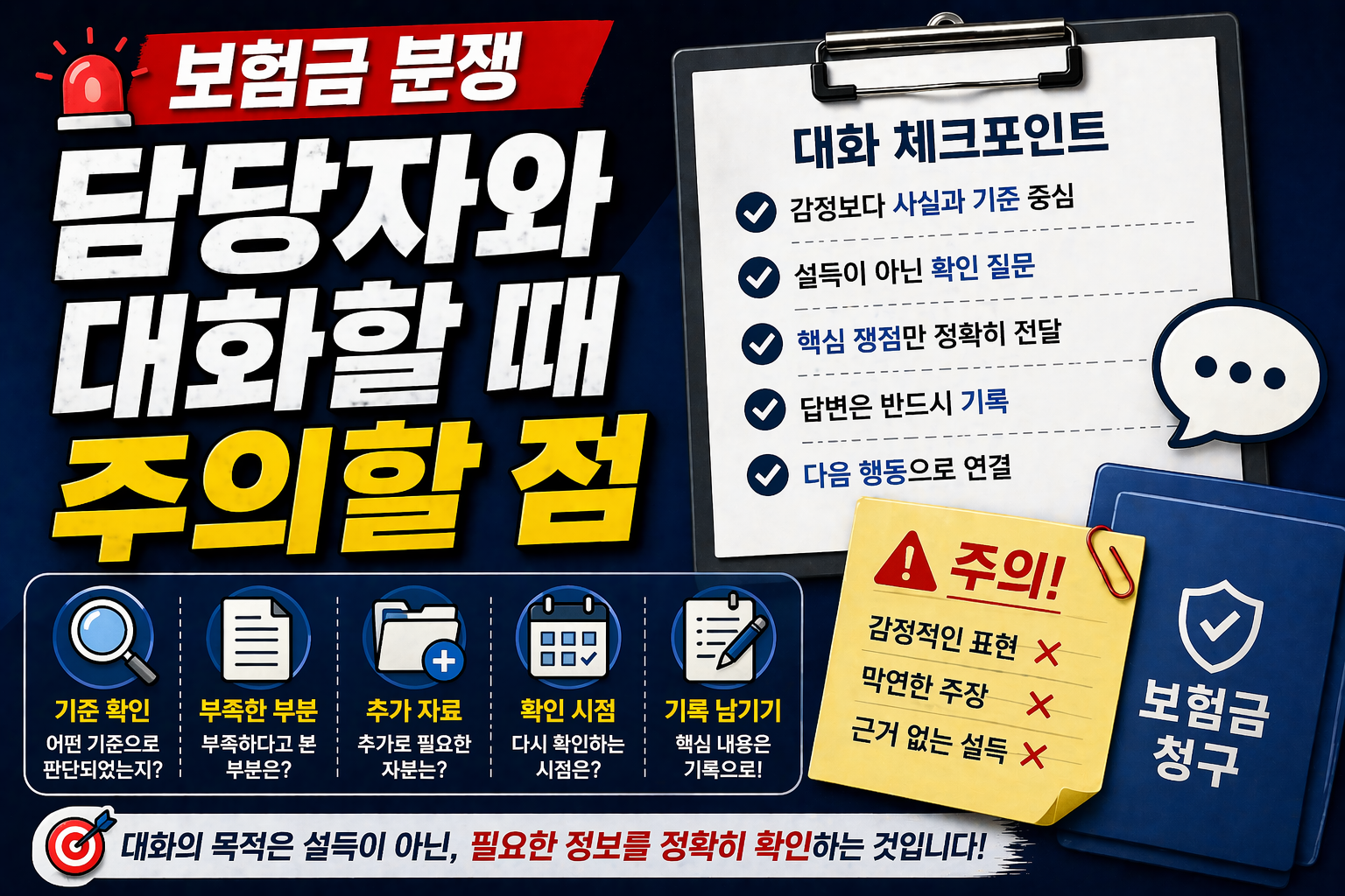 보험금 분쟁 담당자와 대화할 때 주의할 점 확인 기준 썸네일 이미지