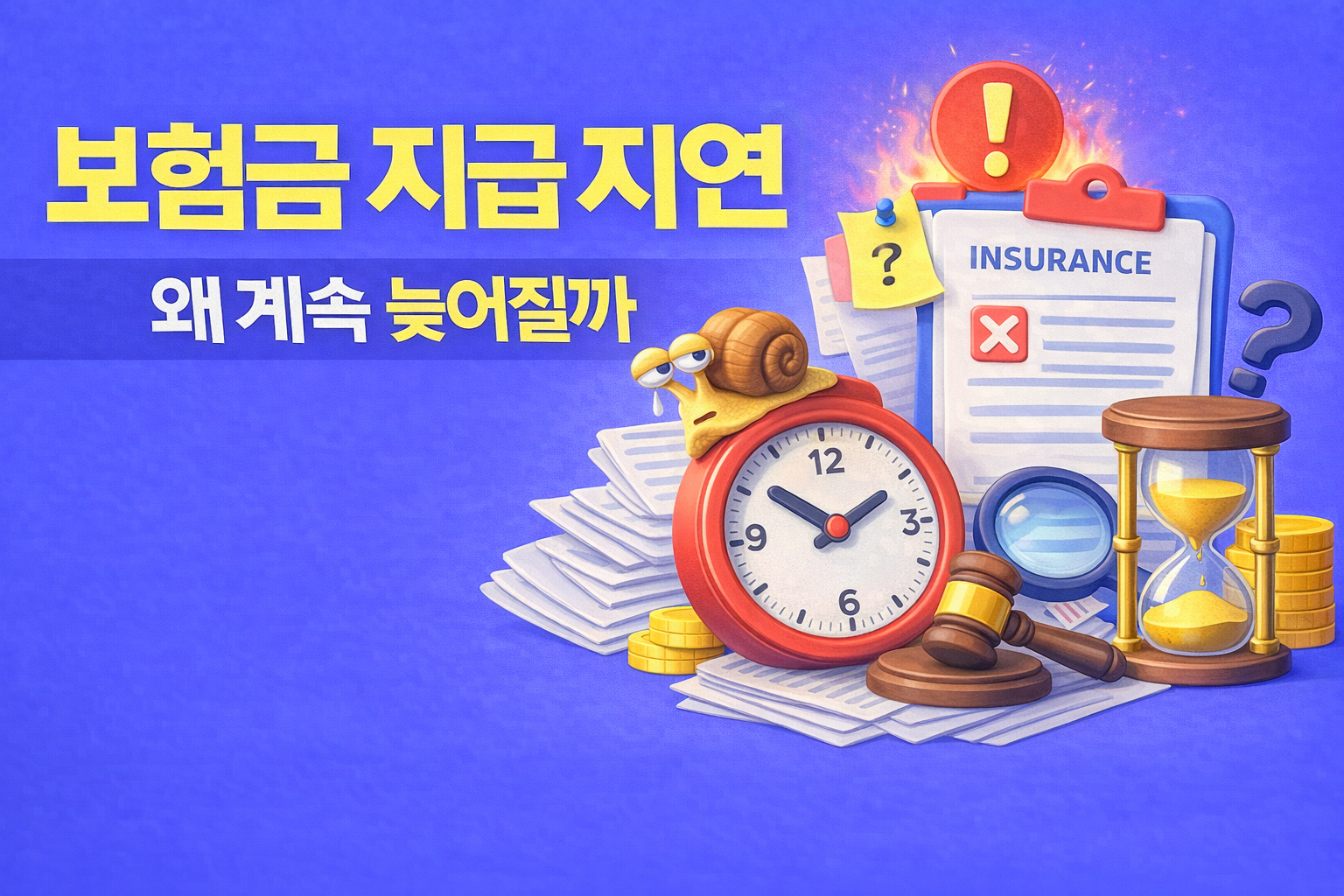 보험금 지급이 지연되는 이유와 심사 과정에서 멈추는 구조를 설명하는 이미지