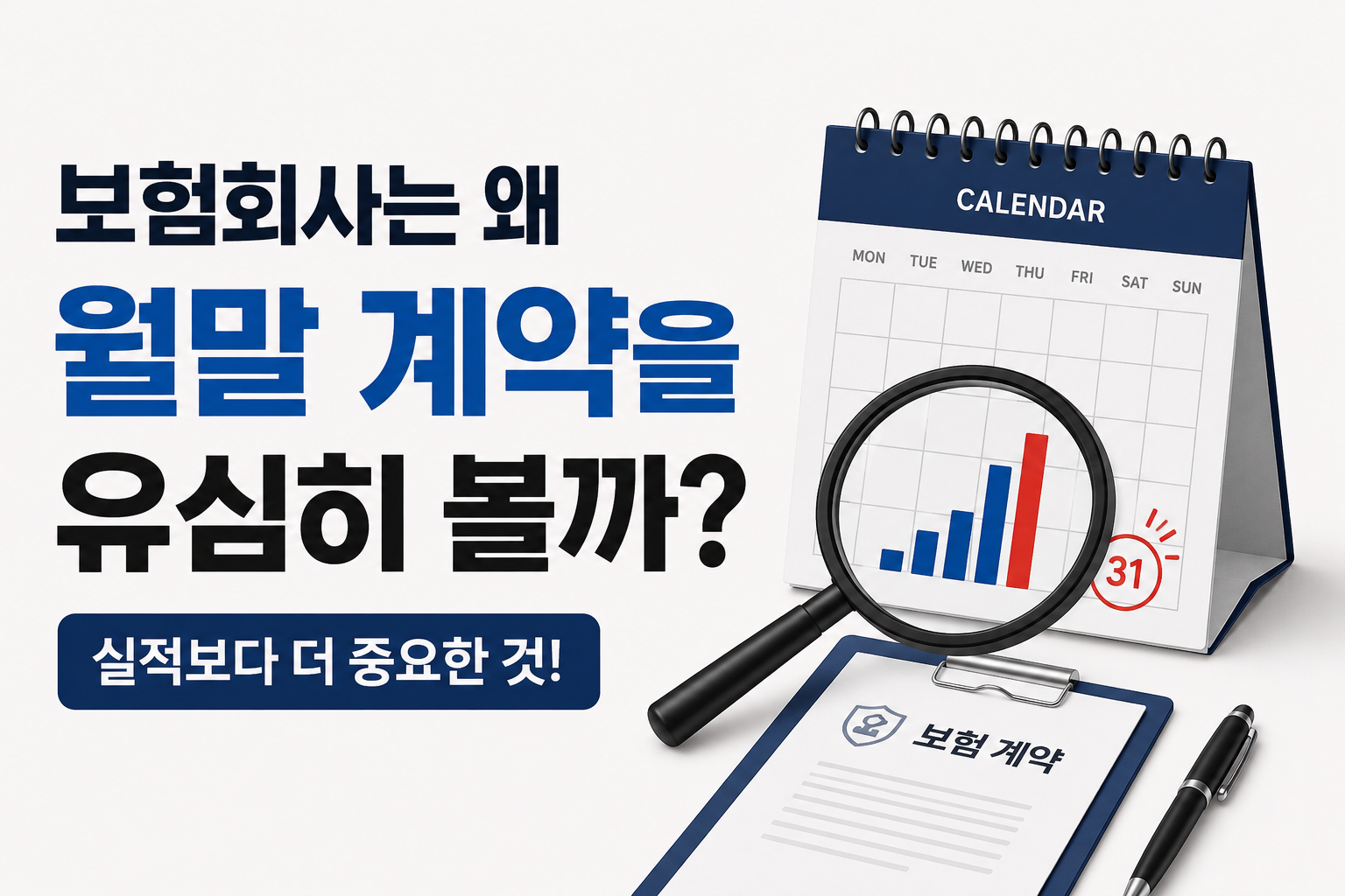 보험회사가 월말 계약을 유심히 보는 이유를 설명하는 썸네일, 월말 캘린더와 계약 분석 이미지
