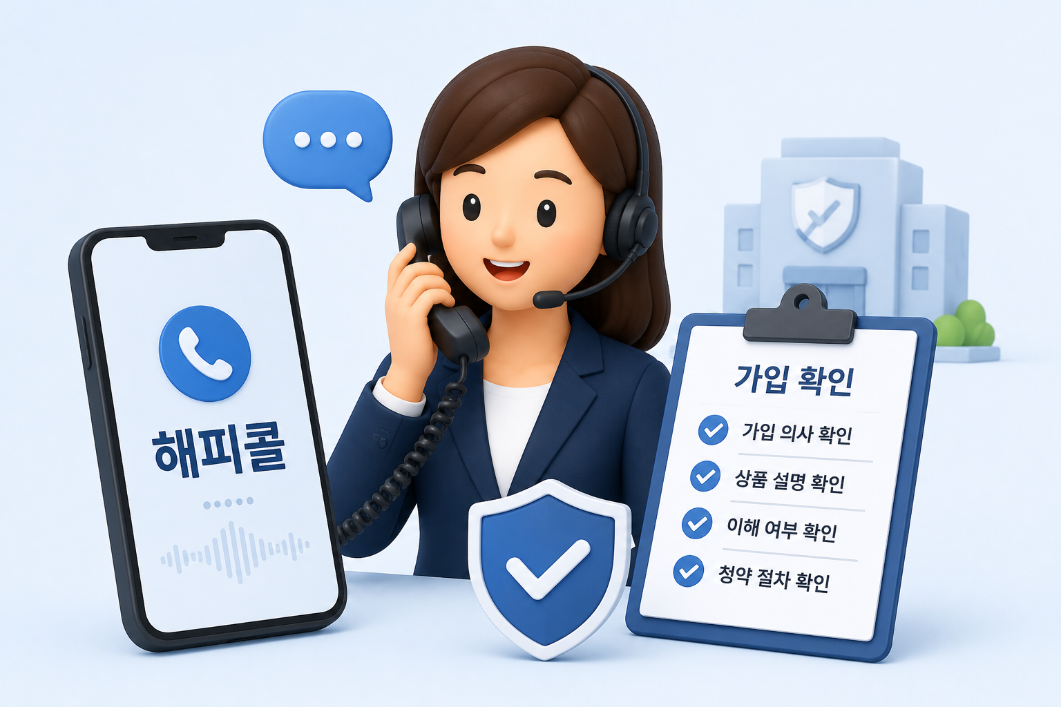 보험회사 해피콜 절차의 중요성을 설명하는 썸네일, 가입 확인 전화와 상품 설명 확인 이미지