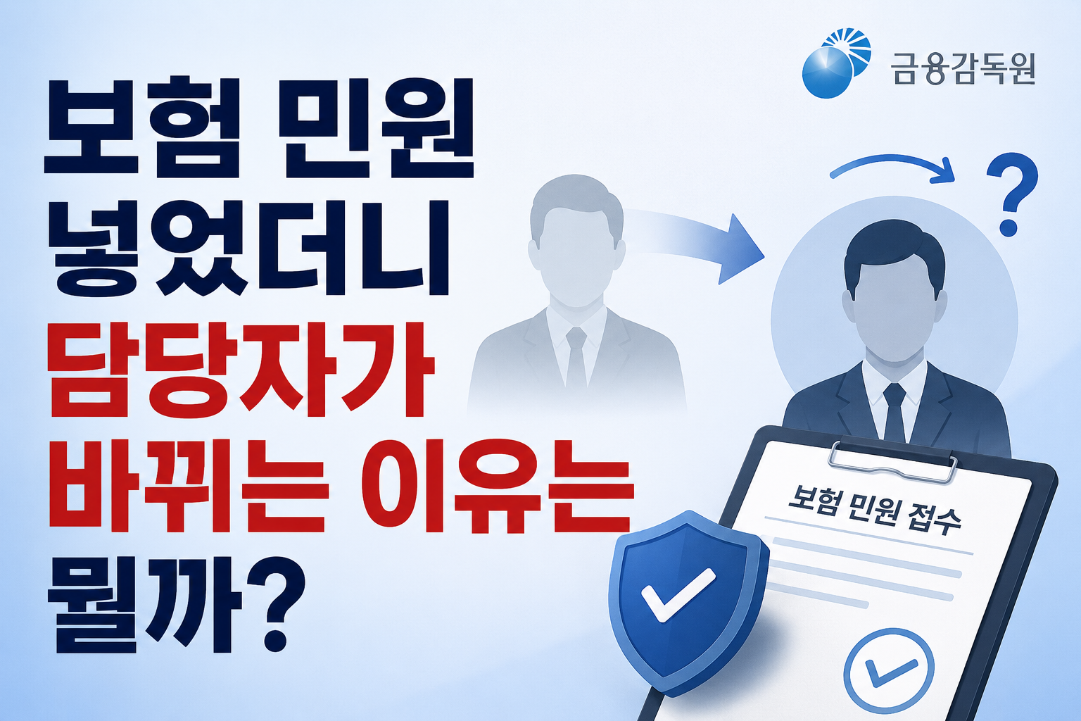 보험민원 이후 담당자가 바뀌는 이유를 설명하는 썸네일, 보험민원 접수와 담당자 변경 및 내부 검토 이미지